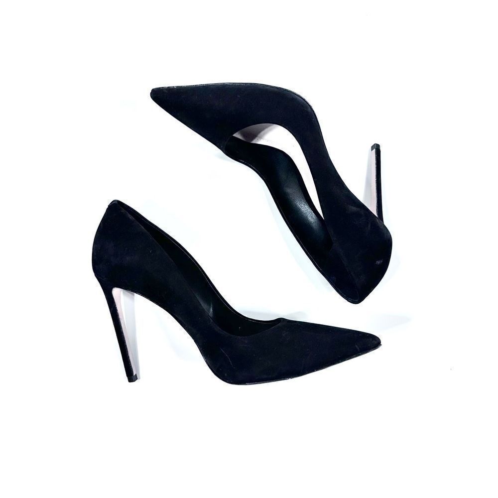 Schutz black suede pointed toe stiletto pumps 9.5